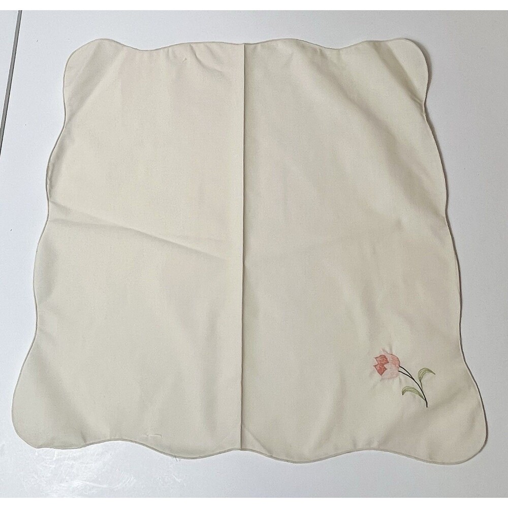 Vintage Floral Embroidered Table Linen Napkins Off White 16” X 16” Set Of 8